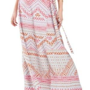 BCBG Max Azria Geometric Print Wrap Maxi Skirt